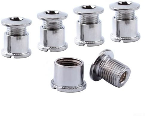 Set di 5 viti per corona della bicicletta, in acciaio inox, per guarniture singole, doppie, triple, per mountain bike, set di bulloni di fissaggio argento (B)