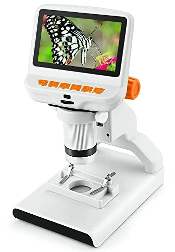 Digitalt Mikroskop Med 220X Förstoring, 720P 30FPS Videomikroskop, 4,3 Tums Skärm, Lämplig Lödning Och Studentupptäckt, Med Justerbara LED-ljus(Orange)