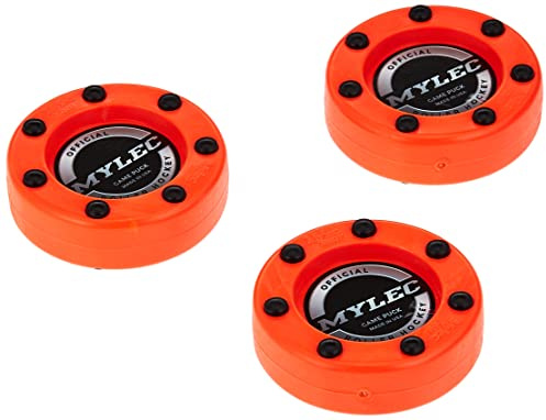 Mylec Official Roller Hockey Game Puck, Orange, (Pack of 3)