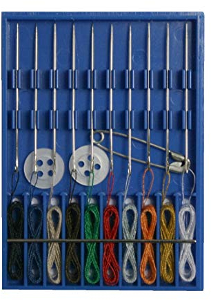 Alzetta Nähset: 10 Metall-Nähnadeln mit eingefädeltem Faden in Schachtel