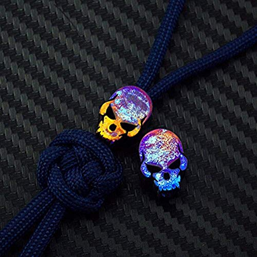 Aibote Anhänger für Paracord-Schnur, Titanlegierung, TC4, Messer, Perlen, Outdoor, Camping-Gadgets, multifunktionale Verwendung Skull-C-Colorful