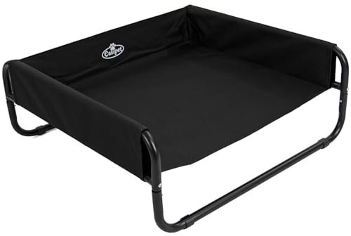 Easipet Elevated Dog Bed Black, Medium 70x70x28cm, Steel Frame with Raised Edges