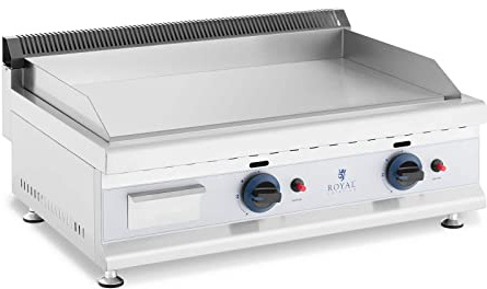 Royal Catering Fry Top de Gas Doble para Cocina Parrilla Profesional RC-GGF750 (Placa lisa de 74,5 x 40 cm, 2 x 3100 W, Gas natural 20 bar)