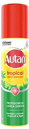 Autan Tropical Spray Antizanzare, Repellente Zanzare Azione Protettiva Duratura, Fino a 8h di protezione, Adatto a Viaggi in Luoghi Tropicali, Efficace contro Virus West Nile, 1 Conf. da 100ml