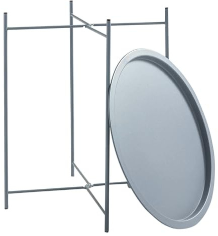 Trendi® Round/Metal Folding/Side Table Tray Top Light/Portable/Coffee/Night Stand (Grey)