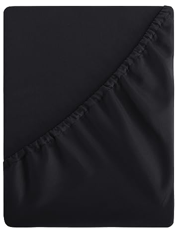 Aisbo Spannbettlaken 140x200cm Bettlaken Boxspringbett - Bett Laken Schwarz 140x200 aus Premium Mikrofaser, weiches Spannbetttuch 140 x 200 Steghöhe 40cm für Wasserbett Bed Fitted Sheet