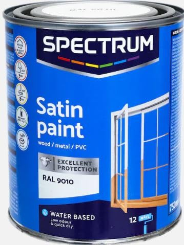 Vintage Luxury Spectrum RAL 9010 - Pintura satinada (750 ml, para madera, metal, superficie de PVC, a base de agua, poco olor y secado rápido, RAL 9010)
