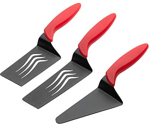 Paleta para Tartas | Juego de espátula Triangular de Acero Inoxidable para Tartas | 3 Piezas con Mango cómodo y Hueco, para cocinar Galletas, Comida Occidental y postres