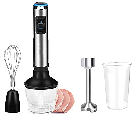 LEONYS Blender Mano de inmersión multifunción de 1500W 4-en-1, licuadora de palo de 6 velocidades de 6 velocidades con tazón de picado, moldeado de leche, batidor de huevo, cubilete para puré de alime
