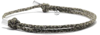 Nato Cuff - Bracciale Paracord 2mm - Fatto a mano in Francia - Gioiello Uomo o Donna regolabile (Kaki)