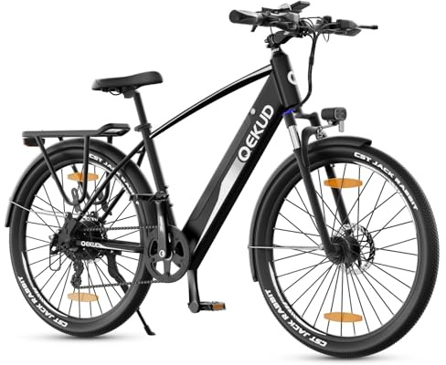 Qekud 27M204 Elcykel, 27,5 Tum Stadscykel Med 36 V/12 Ah Batteri, 250 W Motor, 100 Km Räckvidd, 25 Km/h, App-Styrning, Svart