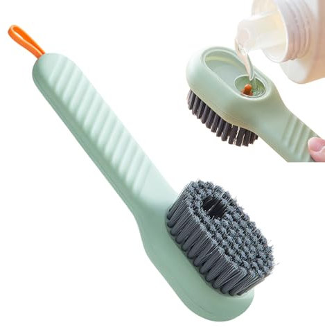 Brosse à Chaussures Multi-usages avec Distributeur de Liquide, Douce pour Les tachesConvient pour Les Chaussures, Les Sacs et Les vêtements (Vert)