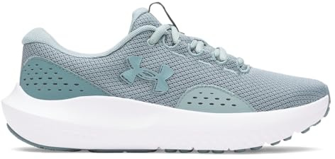 Under Armour Women's Charged Surge 4, Comfortable Women's Runners with Breathable Mesh Upper Design, Durable and Responsive Ladies' Trainers,Serpentine / Jasper Blue / Metallic Serpentine,6