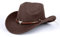 Aegistus Unisex Western Cowboyhut Kunstpelz Filz Cowgirl Hüte Hüte Outdoor breite Krempe Rodeo Hut mit Riemen, braun, braun, Einheitsgröße