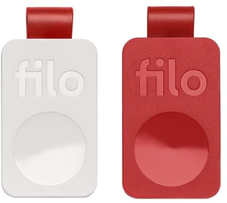 Filo Tag - il portachiavi intelligente Made in Italy che ti aiuta a non lasciare in giro le cose importanti - iOS e Android - 1 Bianco, 1 Rosso