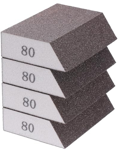 sourcing map 4pcs Sanding Sponge Blocks 80# (180-220 Grit) Sanding Sponge with Angled Edge 4x2.8x1, Washable and Reusable Foam Sanding Block for Polishing Kitchen Metal Wood Drywall Home