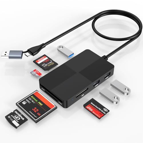 Lettore di schede multiple 8 in 2, adattatore USB C USB3.0 per lettore di schede di memoria SD SDXC SDHC CFI MS MMC UHS-I MicroSD MicroSDXC MicroSDHC XD Card Reader 3 USB3.0 Multi Port Hub