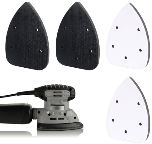RUCUDIM 5 Holes Sander Sandpaper Backing Pads, Sponge Sanding Pads Hook and Loop, Soft Interface Pad Triangle Sanding Pad Detail Interface Multitool Pad for Sander Accessories Replacement