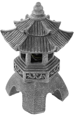 CIYODO Lámpara Solar Farol Japonés para Exteriores Farol Jardín Resina Piedra Zen Decoración Jardín Terraza Patio Luz Solar Diseño Pagoda Tradicional