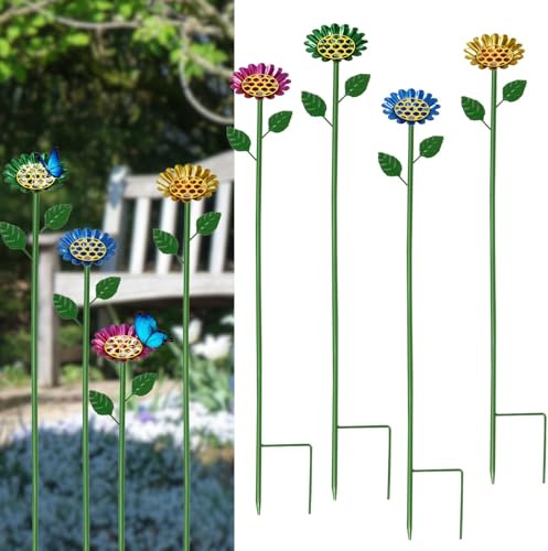 4 stycken 65 cm stående insektssprickar med honungsbikakeskivor för trädgård diameter 8 cm med jordningskontakt metall, bikupa, trädgård bondgård för bin fjäril bad