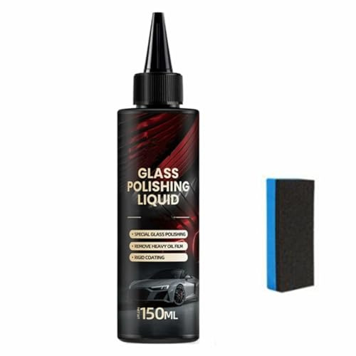 Detergente Pellicola Vetri Auto,Detergente per Film Oleoso del Parabrezza,Glass Polishing Liquid Glass Car Polish,Auto Polishing Compound Windshield Cleaner Oil Film Remover,Mit Spugna