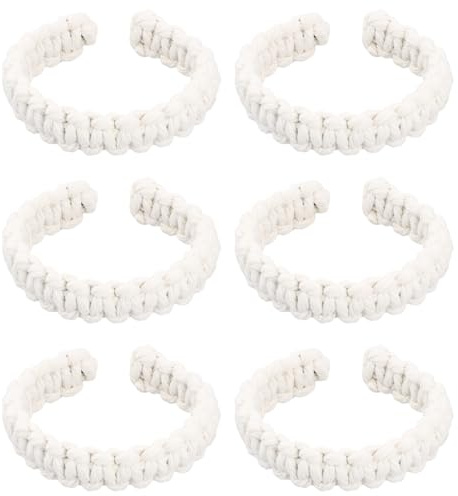 Culinavog Lot de 6 Embrasses De Rideaux Tissés, Style Bohème, Tricotées à la Main, Embrasses Tricotées Main, Embrasses de Rideaux en Corde de Chanvre Rustique pour Maison Chambre Décoration (Blanc)