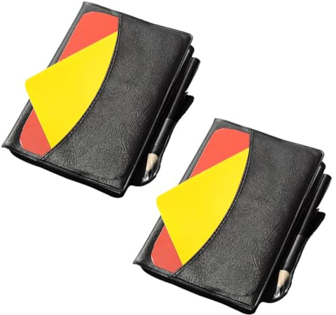 Alipis Cartes d'Arbitre Football Standard Rouges et Jaunes Kit Portable 2 Jeux Carnet de Score et Stylo Portefeuille d'Arbitre Multifonctions pour Matchs et Entraînements Sportifs