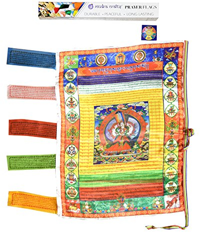 Mudra Crafts Tibetische Gebetsfahnen Vertikales Banner - Nepalesische Gebetsfahne Sitatapatra - ca. 94,4 x 71,1 cm