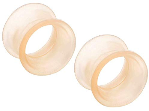 Pierced Owl Pale Peach Flesh Tone Thick Wall Double Flared Silicone Ear Tunnel Plugs Gauges, Sold As Pair (11mm (7/16))