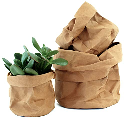 Aiire 3 Blumentopf Set ökologisches aus Kraftpapier - Übertopf Korb für Pflanzen Deko, Küche und Vorratsschrank Organizer - Nachhaltige Produkte für Bad Deko - Terracotta Plant Pot