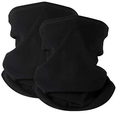 KGC 2 Pack Winter Neck Warmer Gaiter,Soft Fleece Windproof Face Mask Scarf Bandana Cold Weather Face Cover for Men & Women Outdoor Sports Skiing Cycling