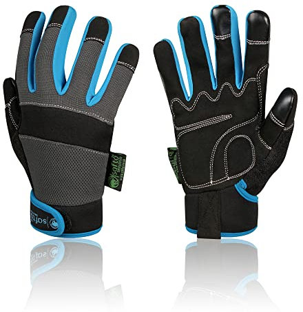 SAFTA Gardening Working Gloves For Men & Women Mechanic Gloves Breathable Thorn Proof Garden Heavy Duty High Performance Assembly, Auto Mechanic & Plumbing Protective Gloves M