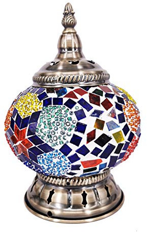 Lámparas De Mesa Marroquíes Turcas, Lámpara De Escritorio De Mesa De Mosaico Hecha A Mano, Lámpara De Luz Nocturna Con Acento De Humor, Lámpara Marroquí De Cristal Con Base