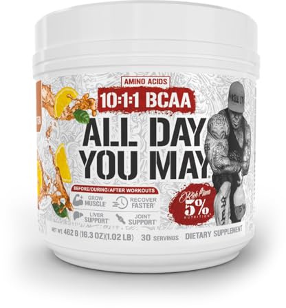 5% Nutrition Rich Piana AllDayYouMay BCAA Powder Premium Intra & Post Workout Amino Acids, Hydration, Endurance, Muscle Recovery, Joint & Liver | 16.3 oz, 30 Srvgs (Southern Sweet Tea)