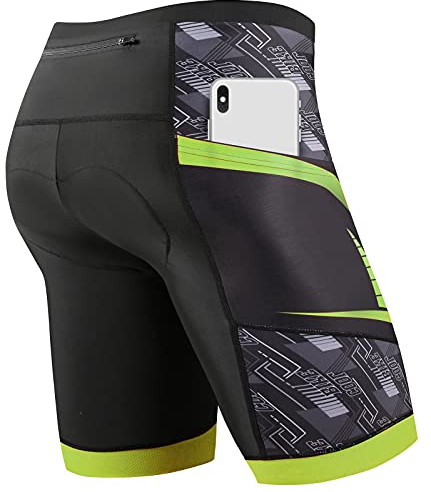 Cycorld Radlerhose Herren mit Sitzpolster 4D, Radhose Herren Fahrradhose Atmungsaktiv Elastische und Schnelltrocknend Bike Hose (Grün, XXL)