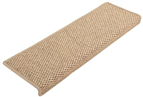 vidaXL Treppenmatten 15 STK., Stufenmatten Selbstklebend, Treppenteppich in Sisal-Optik, Treppenstufenmatte Treppenschutz, 65x21x4cm Sand