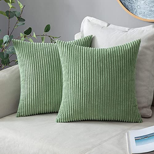 MIULEE Kissenbezug Kordsamt Zierkissenbezug Dekokissen Sofakissen Deko Kord Kissenhülle Dekorative Zierkissenbezüge Kissen für Sofa Sessel Zuhause Schlafzimmer 50x50 cm Bohnengrün