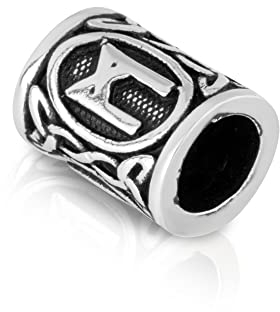 NKlaus Futhark Bartperle MANNAZ aus 925 Sterling Silber Haarperle Haar Bartschmuck 2166