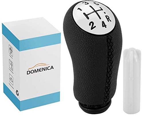 DOMENICA 5 Marce Pomello Leva Cambio Pelle Compatibile Clio 3 Clio 4 Megane 2 Scenic 2 Laguna 2 Dacia Modus Kangoo (Nero)