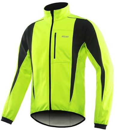 ARSUXEO Cycling Jacket Mens Waterproof Windproof Softshell Winter Thermal Breathable Bike Outerwear 15K Green Size XXX-Large