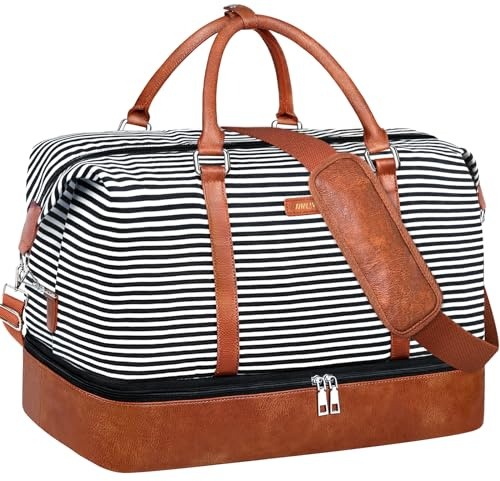 IBFUN Weekender Bags for Women, 21 Weekender Travel Bag, Travel Duffle Bag with Shoe Compartment Carry on Overnight Duffel Bag for Weekend Travel Business Trip