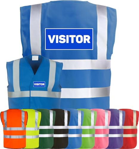 Corporate Togs VISITOR Printed Hi-Vis Safety Vest, Safety Apparel with 2 Band & Brace Reflective Strips, Fully EN471 Health & Safety Compliant | Protective Safety Wear
