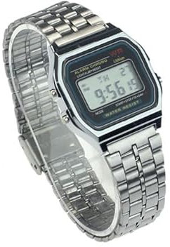 Generico Orologio Crono Argento Retro Vintage Unisex luce allarme Classico - Nuovo