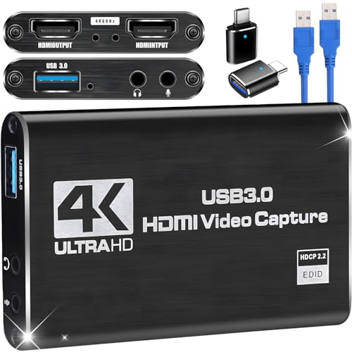 HDMI Video Capture Card for Switch,4K External Capture Card for Streaming with USB 3.0 and 2K 30FPS Game Capture for Nintendo Switch/PS5/Xbox/PS4/Steam Deck