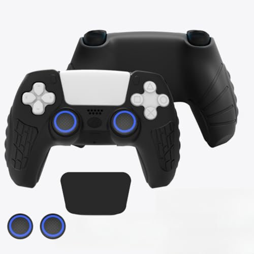 wigmoa XP-1 PS5 Controller Custodia in silicone con impugnature per pollice, protezioni per joystick e pelle antiscivolo - compatibile con PS5 (nero)