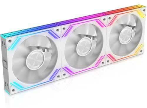 iHTP G120PRO 120 mm ARGB fodralfläkt, Daisy-Chain Connection, upp till 1850 RPM CPU-fläkt 3-pack (vit)