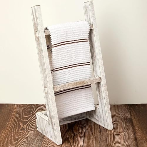 Countertop Ladder Wooden Towel Holder - for Kitchen or Bathroom