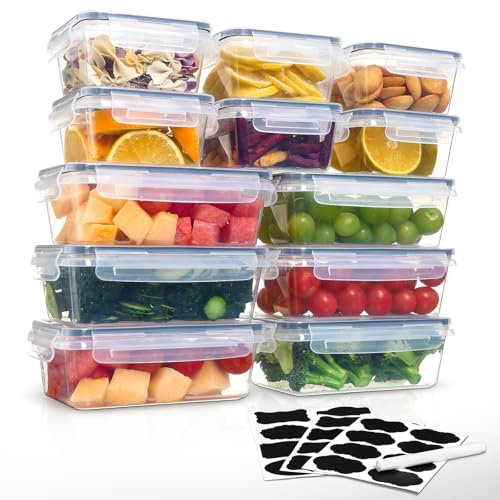 Goldeluxe 12 Boîte Conservation Alimentaire, Sans BPA, Boîte Alimentaire Set, Plastique Boîte Hermetique Alimentaire, 100% Étanche, Adaptés au Micro-ondes, au Congélateur et au Lave-vaisselle