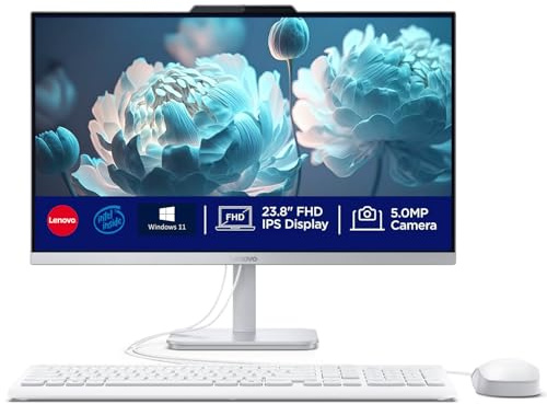 Lenovo 24 IPS FHD All-in-One Desktop Computer for Home Office, Intel N100 Quad-Core CPU, 16GB DDR4 RAM, 512GB PCIe SSD, WiFi 6, RJ45, Bluetooth 5.2, Intel UHD Graphics, Keyboard and Mouse