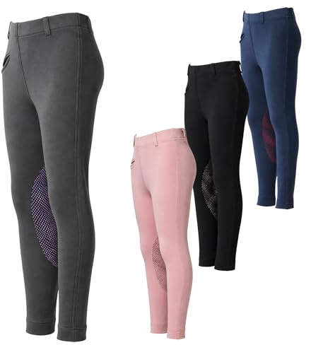 PFIFF Emilia 103133 - Leggings de equitación para niños 3/4 de Silicona con Trabillas para cinturón